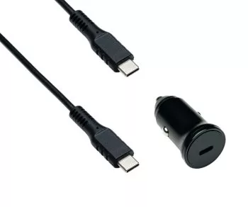 Chargeur rapide USB pour voiture 20W C avec câble C, chargeur USB pour voiture, câble de charge C vers C, noir, boîte DINIC avec trou européen, 1,50m